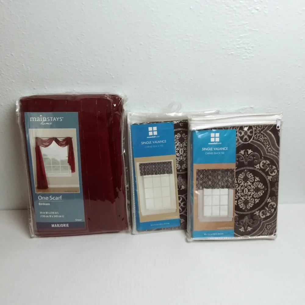 FINAL SALE ✨ 🔥Curtains - 1 Scarf - 2 Single Valance Bundle Of 3 FINAL SALE